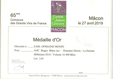 Médaille d'Or à Mâcon